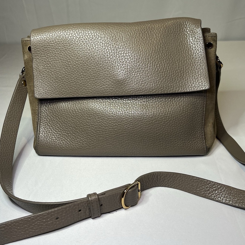 Treasure & Bond Taupe Leather & Suede Shoulder Bag Everyday Purse‎ Granny Chic